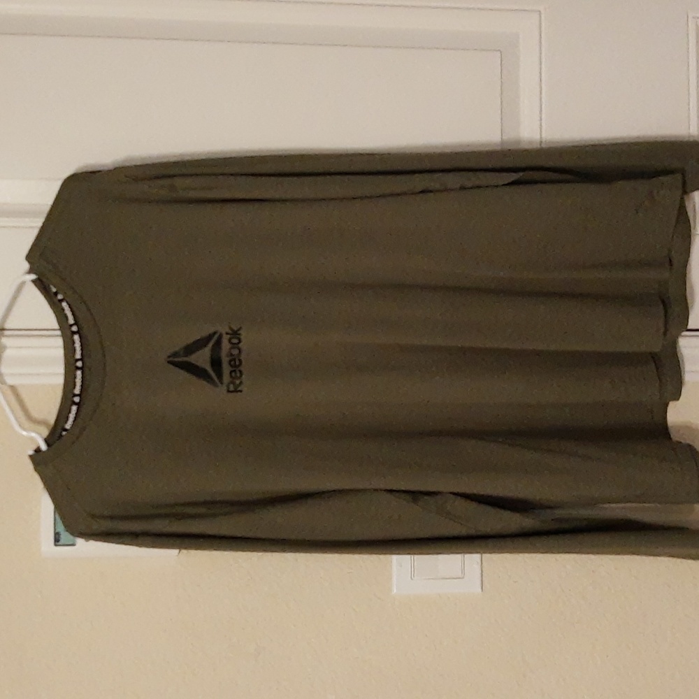 Reebok Mens Green Heather Long Sleeve Performance Crew Active Shirt 2XL